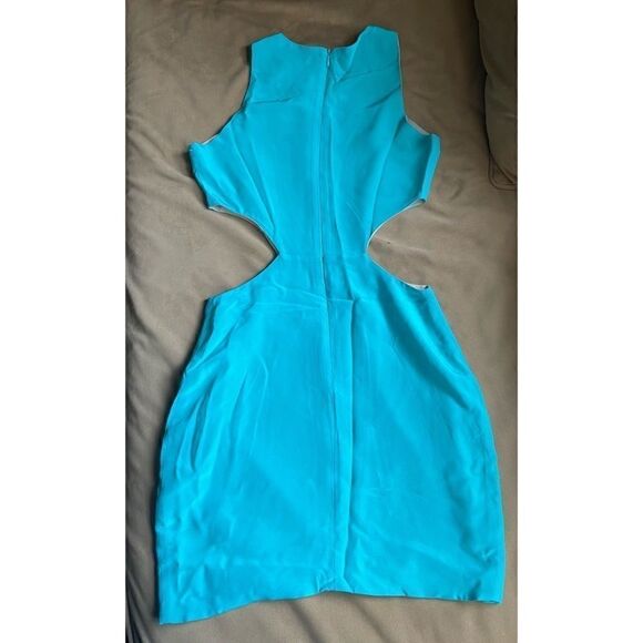 NAVEN Turquoise cut out mini silk dress size S - Picture 3 of 6